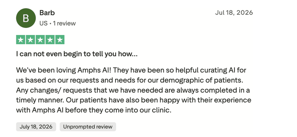 Verified five-star review from Barb about patient experience and responsiveness